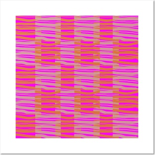 Contemporary Retro Orange Pink Abstract Fibres Pattern Posters and Art